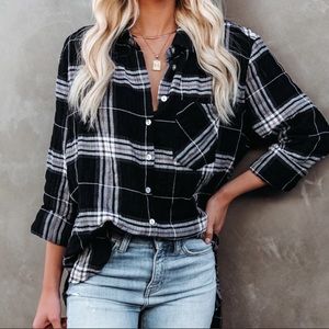 Vici black and white flannel